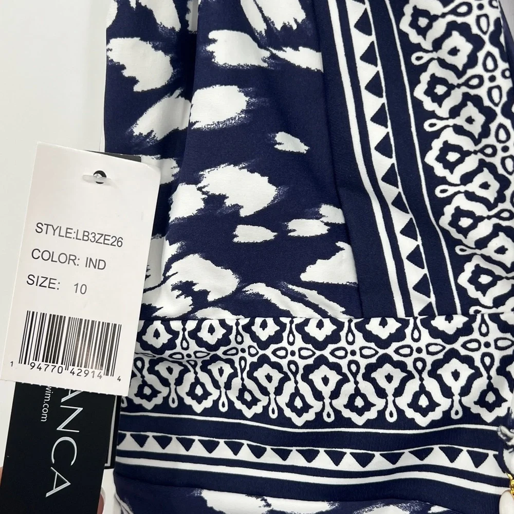 La Blanca Woman's Changing Tides Plunge One Piece Swimsuit in Indigo Blue New - Picture 5 of 14